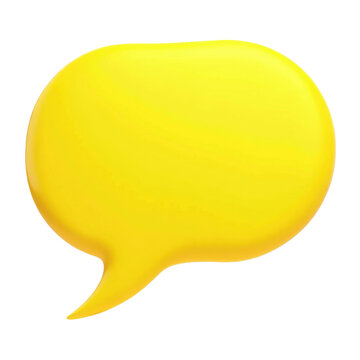 Bright Yellow Speech Bubble Icon for Communication and Dialogue Representation on transparent background