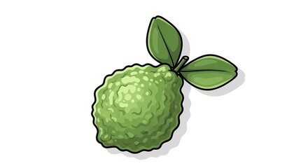 Obraz premium Kaffir lime with leaves isolated on white stock illustration