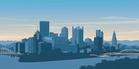 Naklejka premium City Skyline with Tall Buildings.