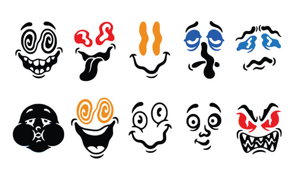 Emotion face vector icons set for digital design and user interface
