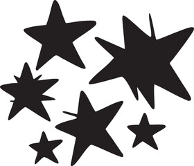 Obraz premium Black star vector graphic: starry night design element eps silhouette