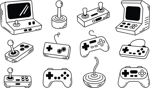 A collection of various vintage and modern video game controllers and consoles