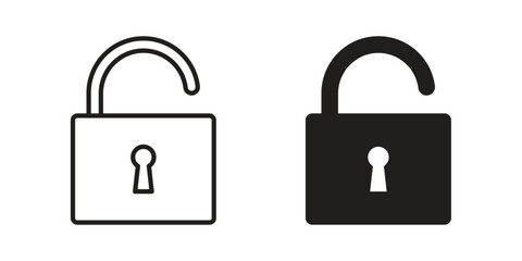 Unlock icon. Vector linear icons. Editable stroke vector illustration © Hunt