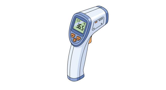 Digital non-contact infrared thermometer for medical fever screening and electronic temperature measurement.