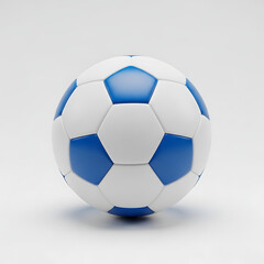 Fototapeta premium Blue and white soccer ball on a light gray background