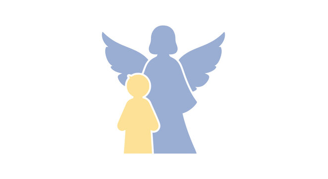 Angel and child protection symbol.