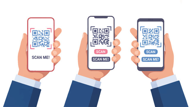 People scanning QR codes on mobile phones for digital access and contactless transactions, showcasing modern technology for quick information retrieval and secure authentication