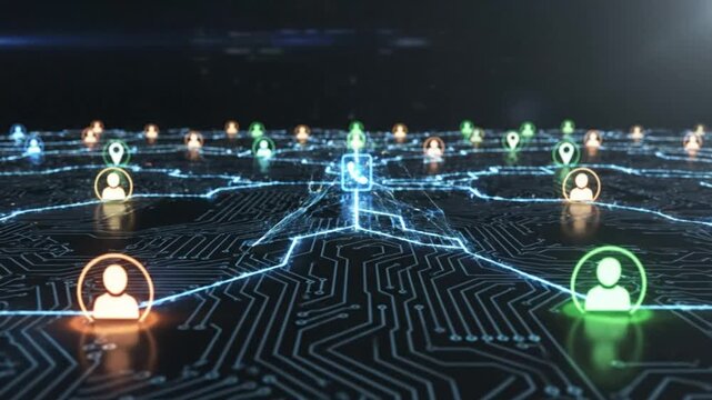 Futuristic Digital Phone Call Connection Concept Depicting Global Network and Communication Interaction