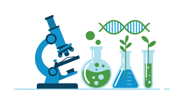 Scientific research and laboratory equipment for biological studies including DNA and chemical experiments