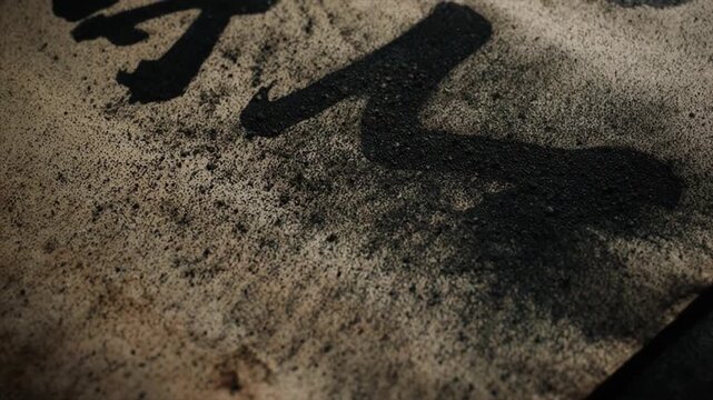 筆文字の書かれた古文書がチリになるマクロ映像