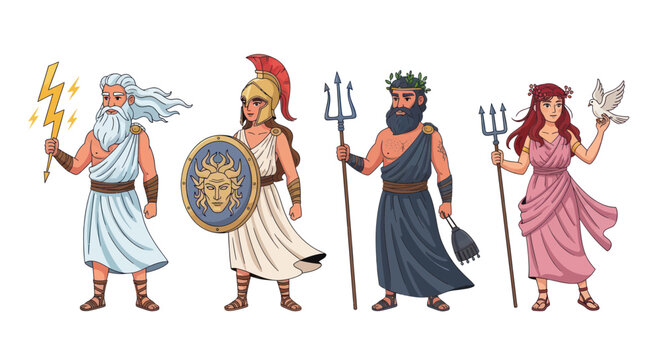 Ancient Greek Gods: Zeus, Athena, Poseidon, Aphrodite - Mythological Figures