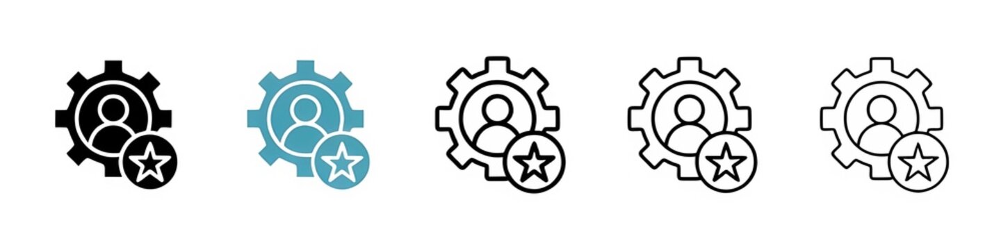 Skills Vector Icon Set. Important Expertise Gear Vector symbol for Ui Designs. Thin line customizable illustration. Contour symbol. Vector isolated outline drawing. Editable stroke