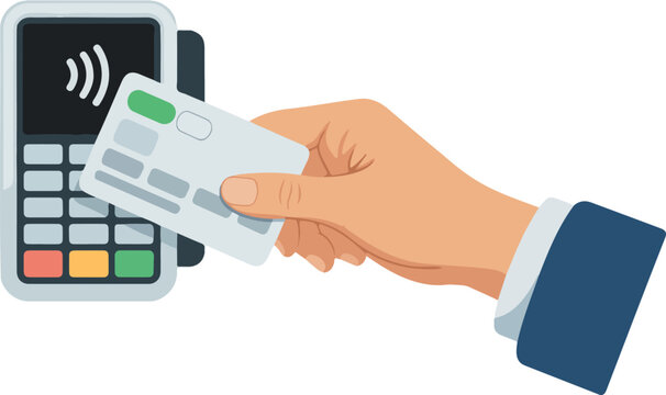 Contactless payment transaction with credit card, NFC mobile payment, POS terminal, wireless technology, digital finance, secure shopping experience