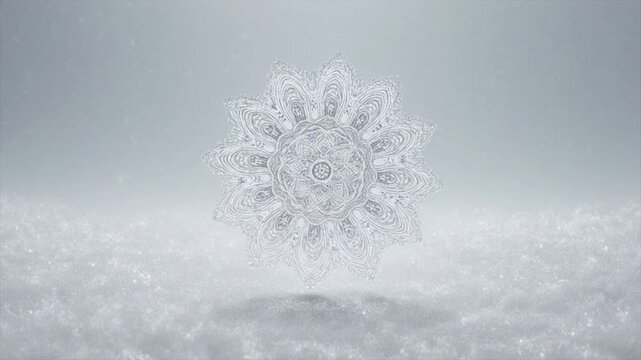 純白の空間に浮かぶ神聖なホログラムノイズの曼荼羅