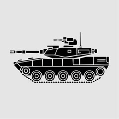 Fototapeta premium black silhouette of a modern military tank vehicle