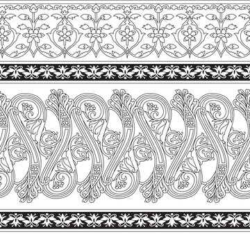 Decorative paisley Border Pattern on white background