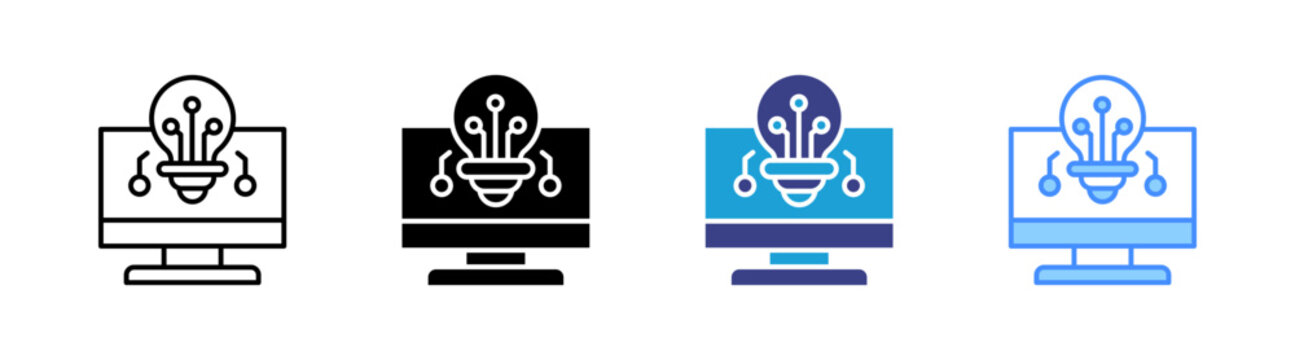 Computer Science icon set multiple style collection