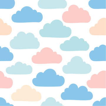 seamless pattern vector of repeating cloud shapes