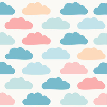 seamless pattern vector of repeating cloud shapes
