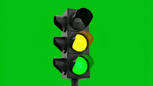 Traffic signal display with red yellow and green lights isolated