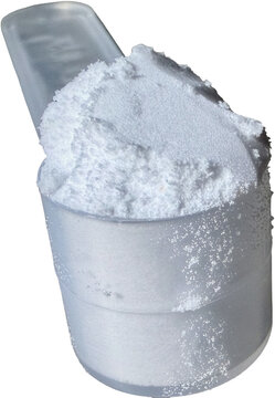 Isolated Creatine Powder Scoop &ndash; Fitness Supplement Dose Isolated on Transparent Background