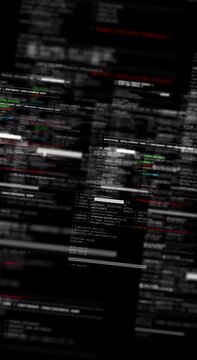Vertical video fictional programming code and software development interface, technology workspace concept