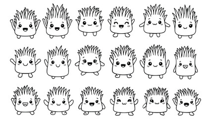 Cute cartoon hedgehogs with various expressions and poses © Ajoy