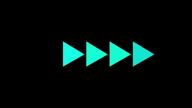 Teal Play Button Icons Fast Forward on Black Background with Play Icon with Play Symbol