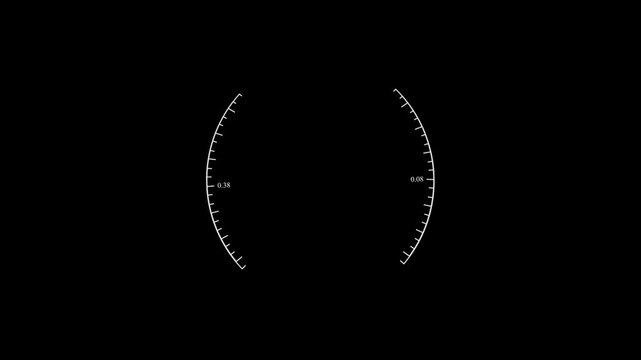 Circular gauge HUD element Monochrome Circular Gauge HUD Interface Element on Black Background