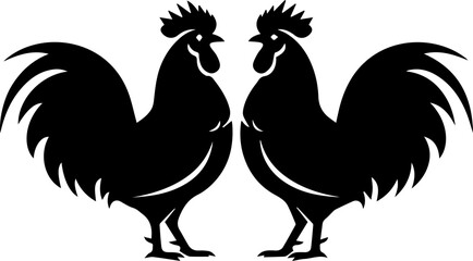 rooster and cock white and black © tayyab
