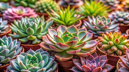 Obraz premium Geometrically arranged succulent plants with soft focus background