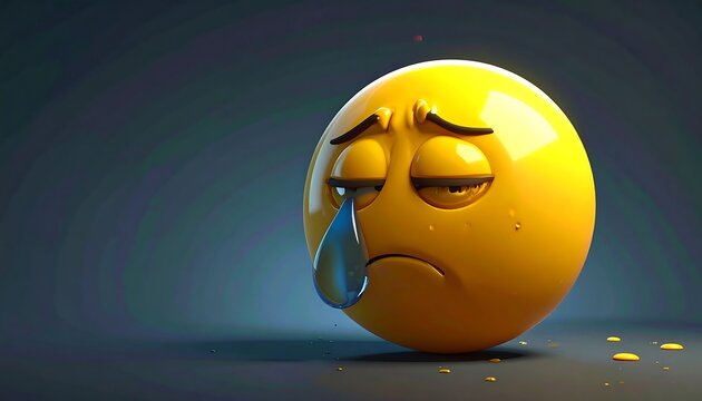 A sad, crying yellow emoticon with a tear drop