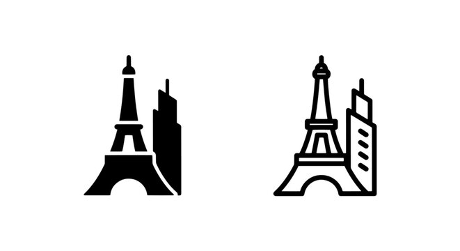 Eiffel tower and modern skyscraper icon - parisian landmark and cityscape vector