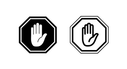 Obraz premium Stop hand sign octagon icon for warning and danger prohibition symbol