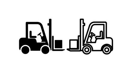Naklejka premium Forklift with package icon for warehouse logistics and industrial transport