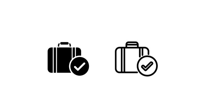 Baggage checked icon approved suitcase travel vector graphic symbol design