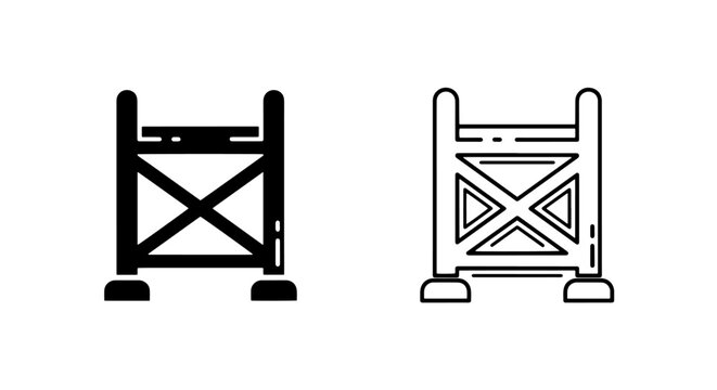 Construction scaffolding barrier icon for worksite safety build