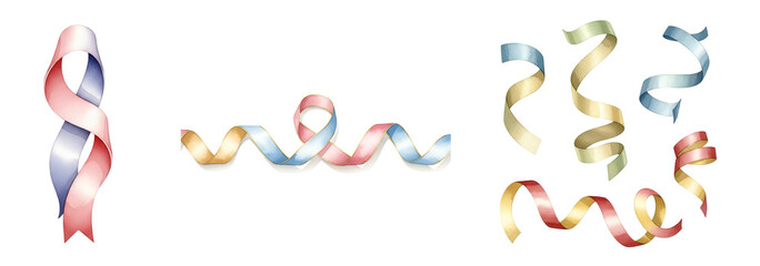 Obraz premium A colorful set of ribbons on transparent background