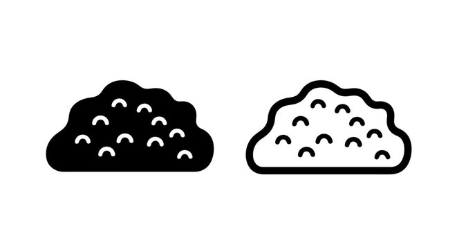 Minimalist pile icon set: solid black and outline graphic elements