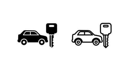 Naklejka premium Automobile with key graphic icon for car rental, sale, or service design
