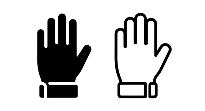 Work glove icon set for manual labor and construction safety equipment
