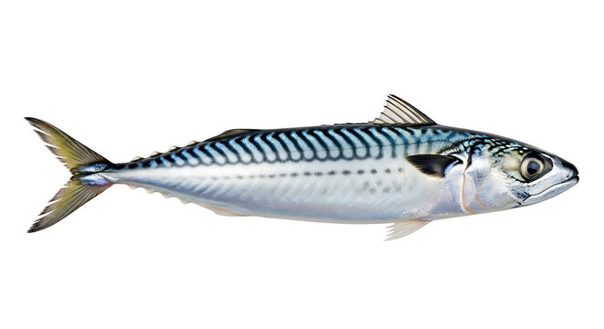 Single Atlantic mackerel fish isolated on white background