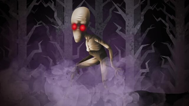 dover demon cryptid walking in dark forest