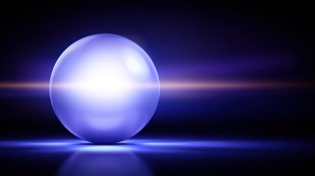 entirety. A glowing orb in dark abstract space, representing connection and broadcast. product launch decks, UI/UX mockups, designed for product launches and innovation pitches.