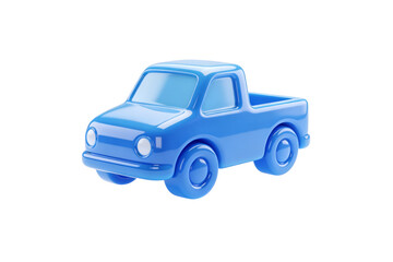 Fototapeta premium A blue toy truck is shown driving on a road outdoors