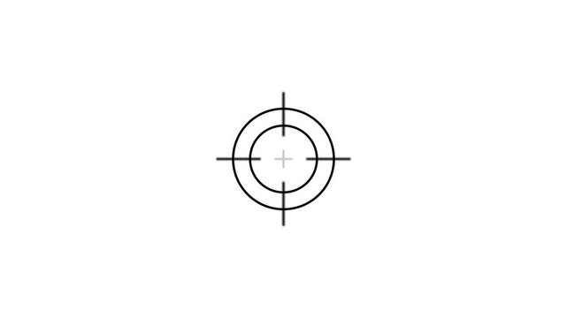 Bright crosshair with a central black plus sign and concentric circles on a white background, symbolizing a digital targeting system or aiming .