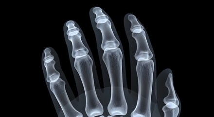 Naklejka premium X ray image of a human hand showing skeletal structure