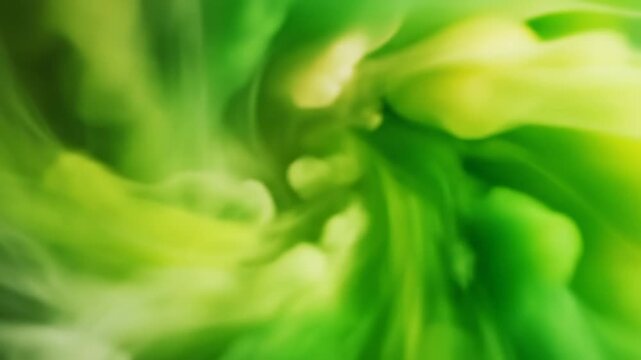 Mesmerizing Abstract Swirl of vibrant green and yellow fluid motion perfect for creative backgrounds and artistic video projects.