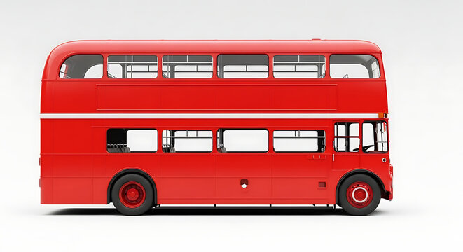 Red double decker bus on white background vehicle