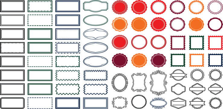 A comprehensive collection of blank vector frames, borders, and decorative badges for a wide range of design projects, suitable for vintage and modern aesthetics